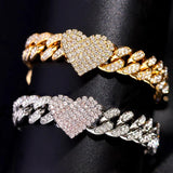 Crystal Heart Cuban Chain Anklets Bling Anklet Bracelet