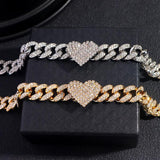 Crystal Heart Cuban Chain Anklets Bling Anklet Bracelet