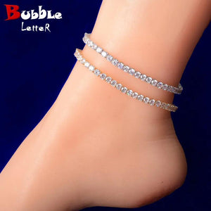 Bubble Letter Tennis Chain Anklets Hip Hop Jewelry Adjustable