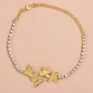 Stonefans Rhinestone Butterfly Foot Chain Anklet for Women