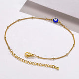 Minimalist Stainless Steel Paperclip Anklet with Evil Eye Charm
