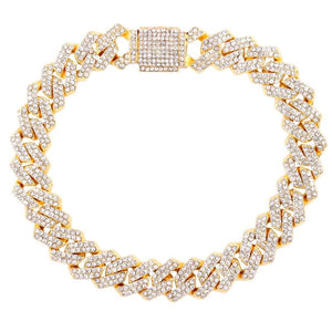 Cuban Link Chain Anklet Bracelet Iced Out Rhinestones Ankle Chain
