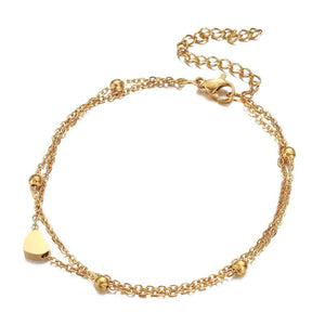 Boho Heart Anklet Bracelet Stainless Steel Anklets For Women
