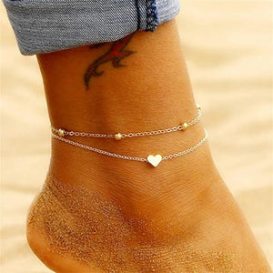 Boho Heart Anklet Bracelet Stainless Steel Anklets For Women