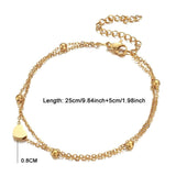 Boho Heart Anklet Bracelet Stainless Steel Anklets For Women