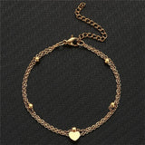 Boho Heart Anklet Bracelet Stainless Steel Anklets For Women