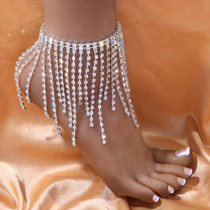 Stonefans Tassel Anklets for Women Foot Chain Crystal Hand Bracelets