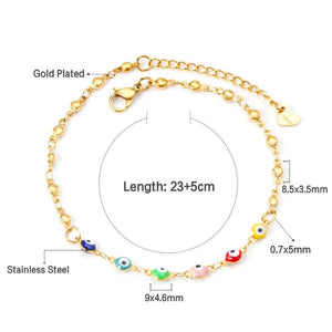 Colorful Evil Eye Anklet Stainless Steel Bohemian Ankle Bracelet