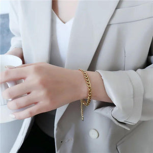 Stainless Steel Plated Anklet Chain Cuban Link Bracelet Women Men