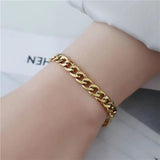 Stainless Steel Plated Anklet Chain Cuban Link Bracelet Women Men