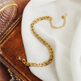 Stainless Steel Plated Anklet Chain Cuban Link Bracelet Women Men