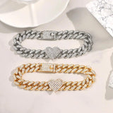 Hip Hop Crystal Heart Anklet Iced Out Rhinestone Foot Chain Bracelet