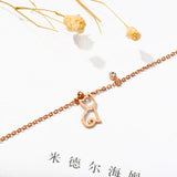 Stainless Steel Rose CZ Cat Anklet Bracelet for Women