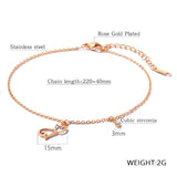Stainless Steel Rose CZ Cat Anklet Bracelet for Women