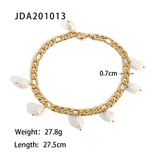 18K Plated Stainless Steel Anklet with Freshwater Pearl Pendant