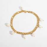 18K Plated Stainless Steel Anklet with Freshwater Pearl Pendant