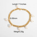 18K Plated Stainless Steel Anklet with Freshwater Pearl Pendant