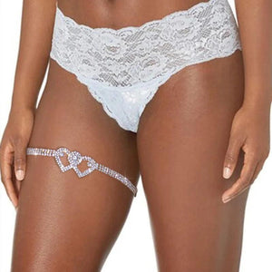 Stonefans Double Heart Rhinestone Body Leg Thigh Chain for Women