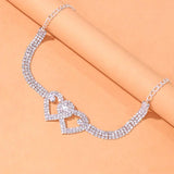 Stonefans Double Heart Rhinestone Body Leg Thigh Chain for Women