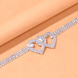 Stonefans Double Heart Rhinestone Body Leg Thigh Chain for Women