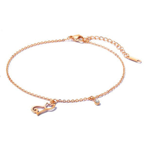 Cat Anklet Bracelet for Women Stainless Steel CZ Crystal Chain Link JA19031