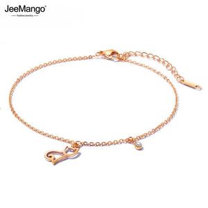 Cat Anklet Bracelet for Women Stainless Steel CZ Crystal Chain Link JA19031