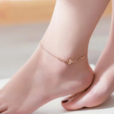 Rose Stainless Steel Chain Anklet with Little Goldfish Beach Design
