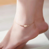 Rose Stainless Steel Chain Anklet with Little Goldfish Beach Design
