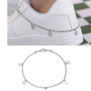 Hip-hop Rhinestone Star Pendant Anklet Chain for Women