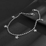 Hip-hop Rhinestone Star Pendant Anklet Chain for Women