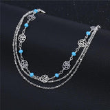 Multicolor CZ Crystal Anklet Silver Chain Leg Bracelet