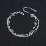 Multicolor CZ Crystal Anklet Silver Chain Leg Bracelet