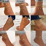 Boho Anklets for Women Key Heart Butterfly Leg Ankle Bracelet Beach Jewelry