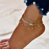 Boho Anklets for Women Key Heart Butterfly Leg Ankle Bracelet Beach Jewelry