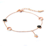 Stainless Steel Rose Plated Beaded Chain Anklet