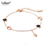 Stainless Steel Rose Plated Beaded Chain Anklet