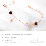 Stainless Steel Rose Plated Beaded Chain Anklet