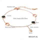 Stainless Steel Rose Plated Beaded Chain Anklet