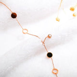 Stainless Steel Rose Plated Beaded Chain Anklet