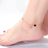Stainless Steel Rose Plated Beaded Chain Anklet