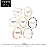 7 Piece Hand Beaded Anklet Bracelet Rainbow Elastic Anklet