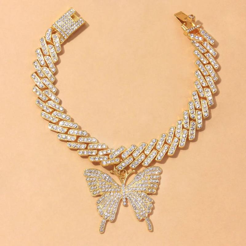 Punk Crystal Sandals Big Butterfly Anklets