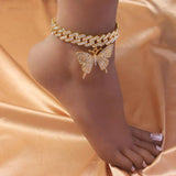 Punk Crystal Sandals Big Butterfly Anklets