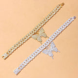 Punk Crystal Sandals Big Butterfly Anklets