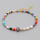 Greek Evil Eye Rainbow Ankle Bracelet Beaded Anklet