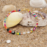 Greek Evil Eye Rainbow Ankle Bracelet Beaded Anklet