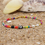 Greek Evil Eye Rainbow Ankle Bracelet Beaded Anklet
