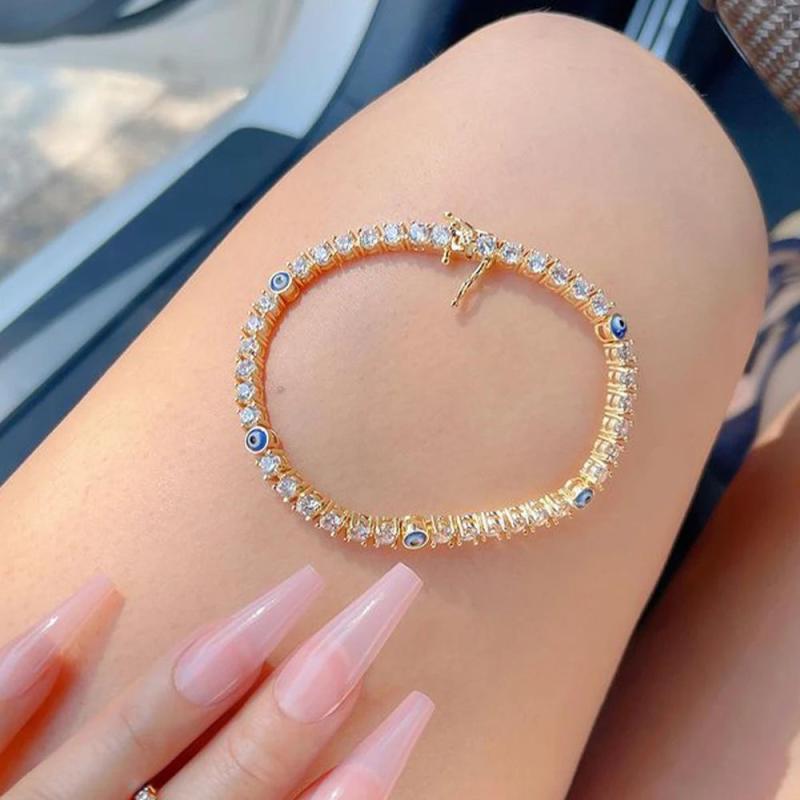 Stonefans Bohemian Rhinestone Evil Eye Anklet
