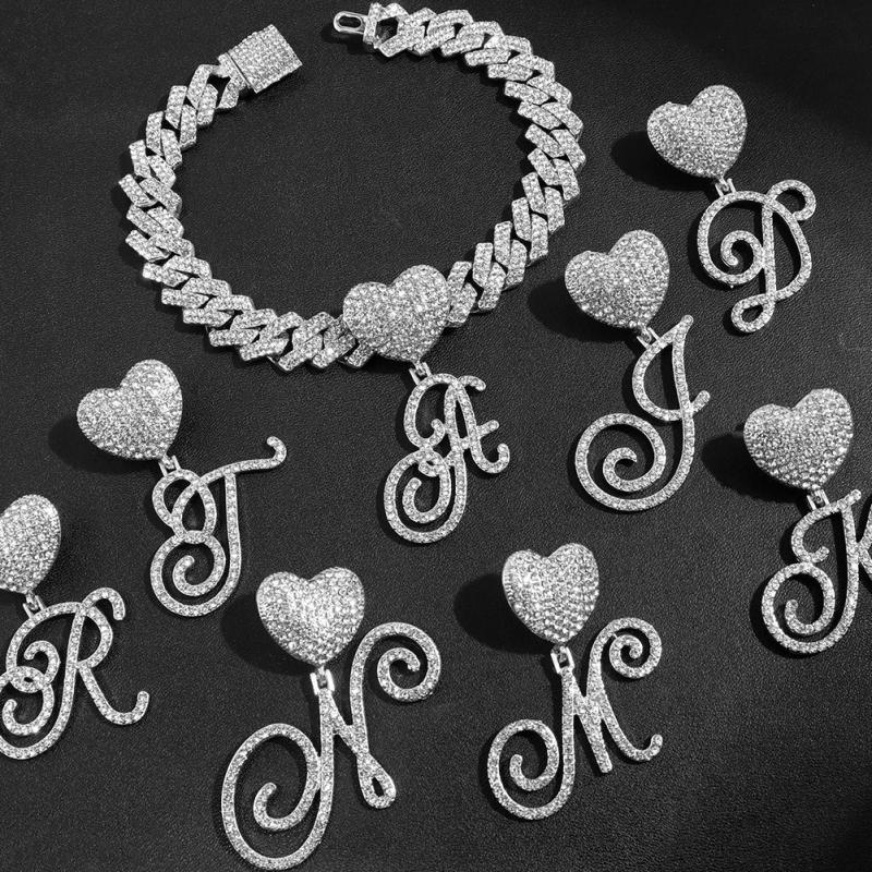 Hip Hop Initial Crystal Pendant Anklet Cuban Chain Leg Jewelry