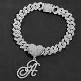 Hip Hop Initial Crystal Pendant Anklet Cuban Chain Leg Jewelry